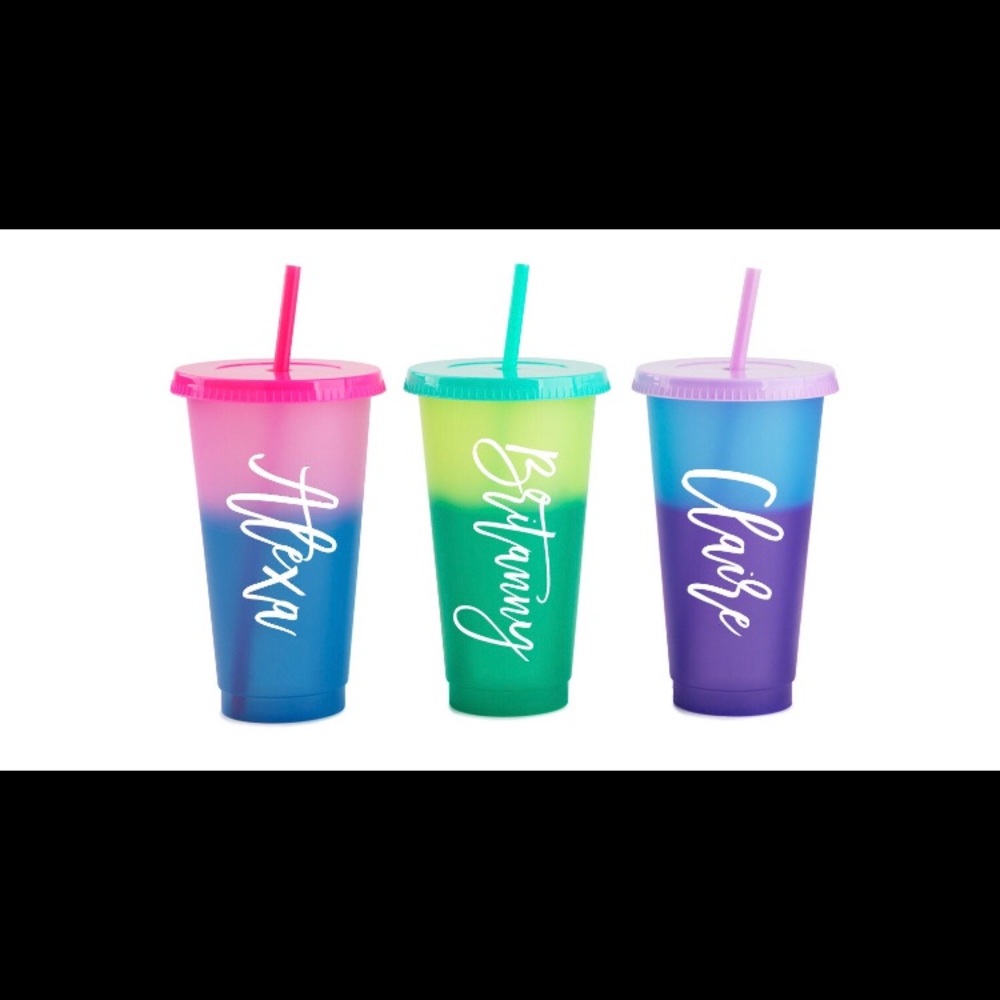 Customized color changing tumbler.
